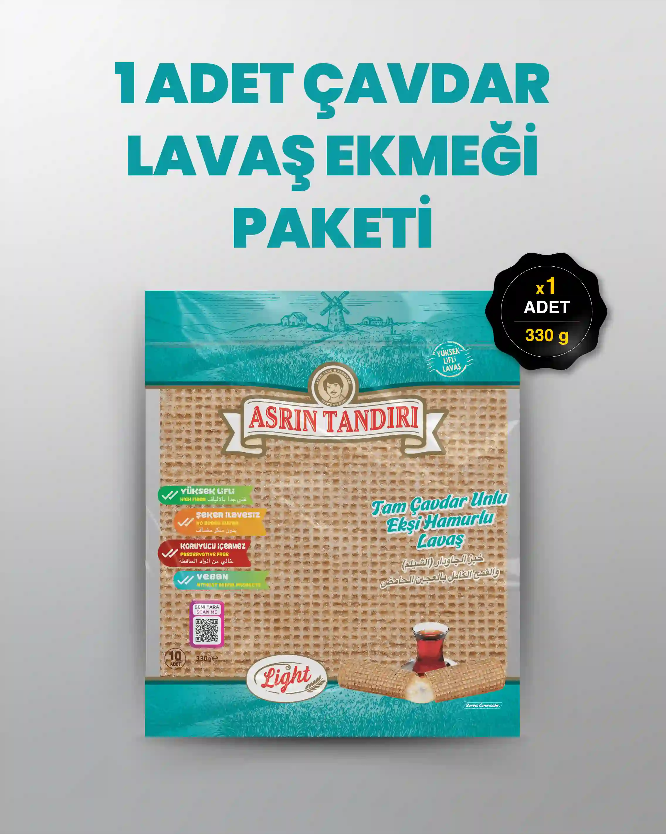 1'Lİ PAKET LAVAŞ SETİ  (1 paket Ekşi Hamurlu Çavdar Lavaş Ekmeği)
