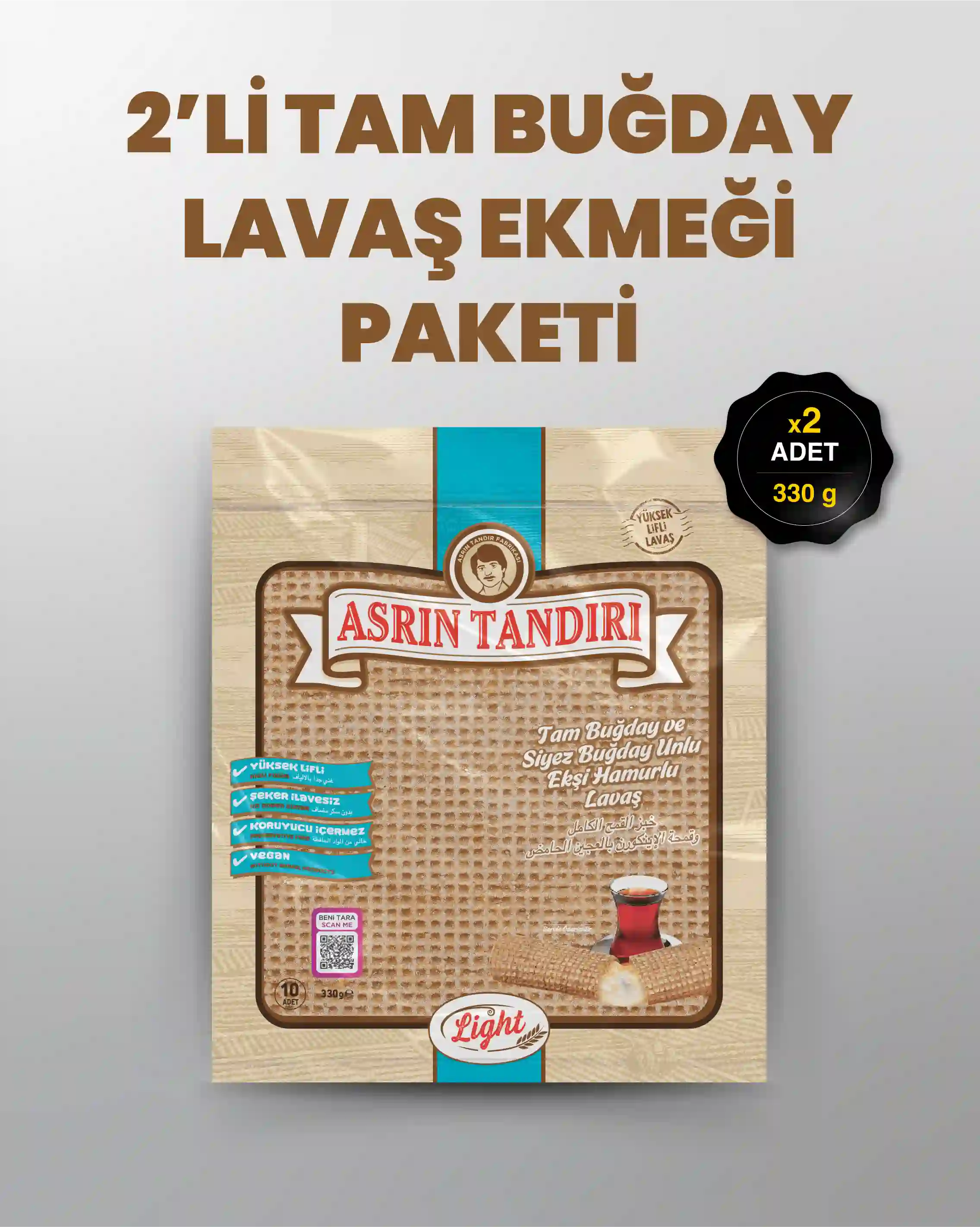2'Lİ PAKET LAVAŞ SETİ   (2 paket Ekşi Hamurlu Tam Buğday Lavaş Ekmeği)