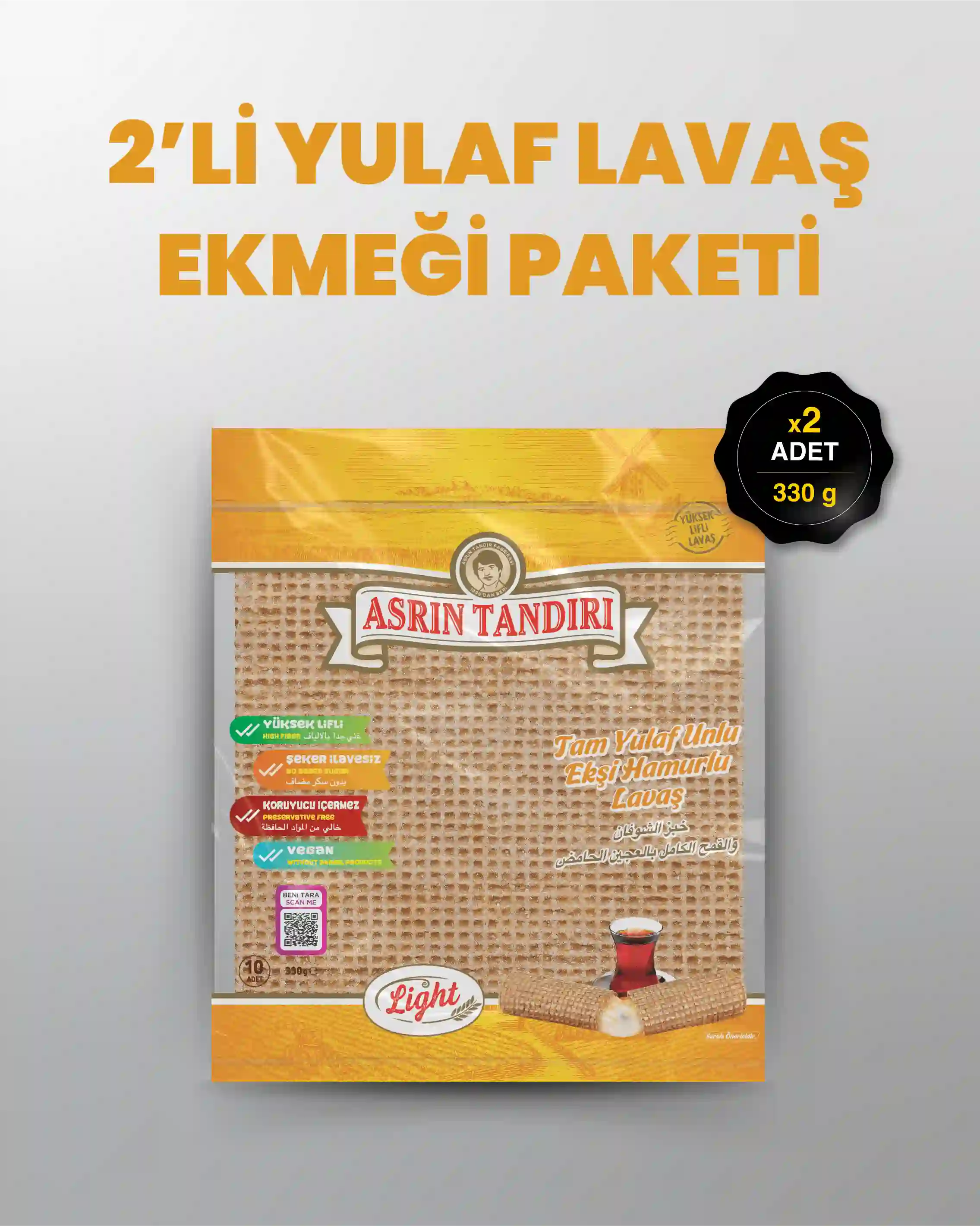 2'Lİ PAKET LAVAŞ SETİ  (2 paket Ekşi Hamurlu Yulaf Lavaş Ekmeği)