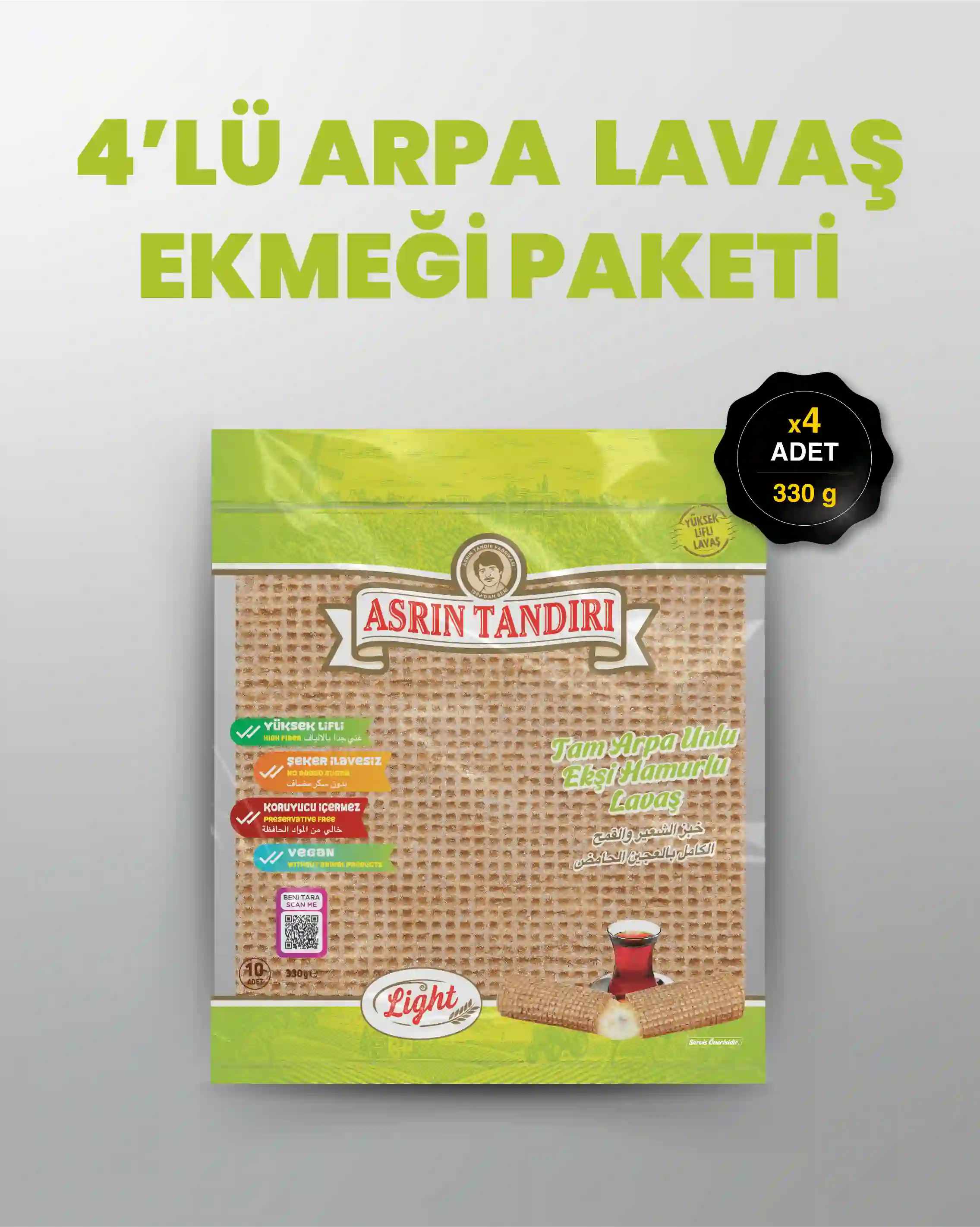 4'LÜ PAKET LAVAŞ SETİ ( 4 Paket Paket Ekşi Hamurlu Arpa Lavaş Tandır Ekmeği)