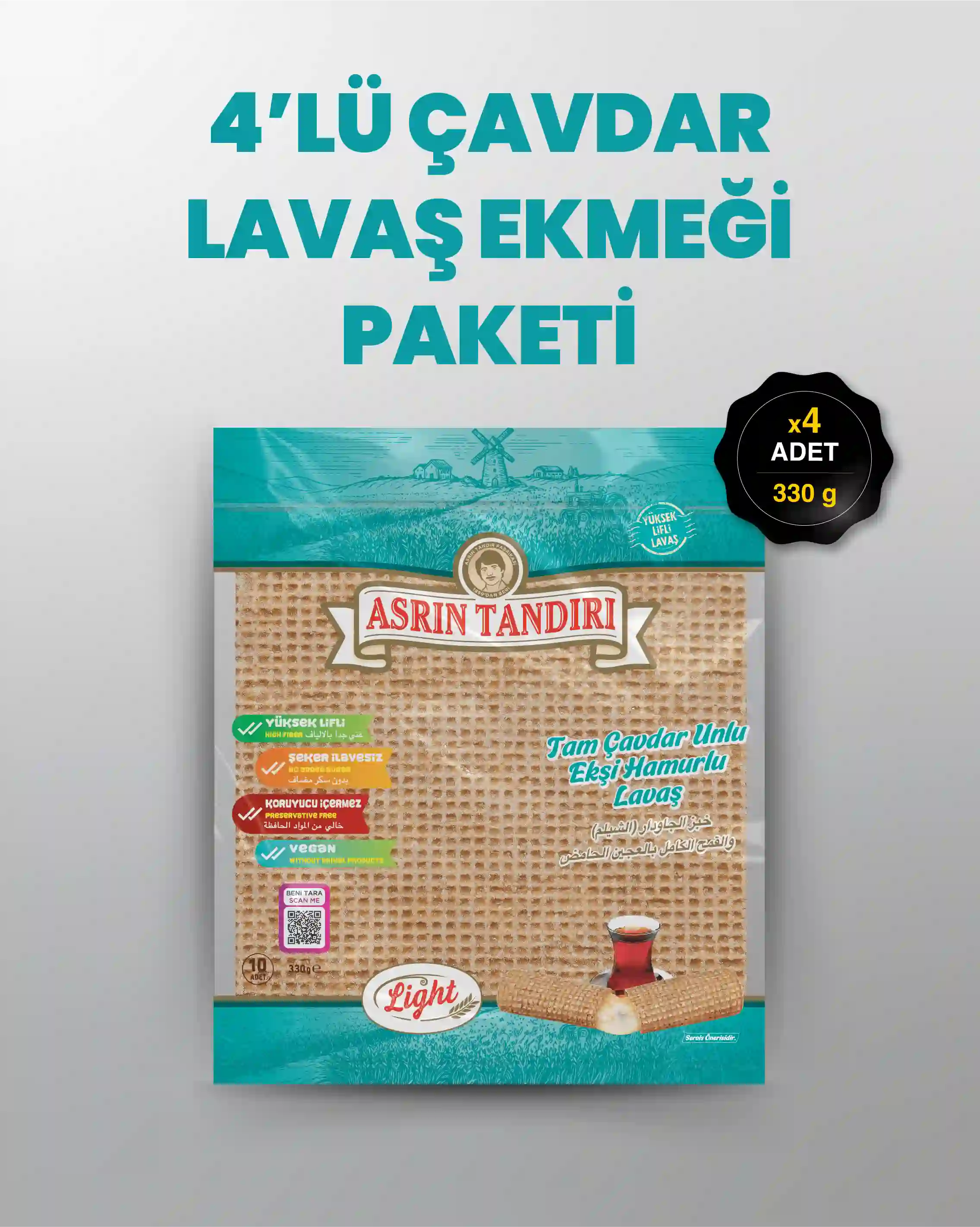 4'LÜ PAKET LAVAŞ SETİ ( 4 Paket Paket Ekşi Hamurlu Çavdar Lavaş Tandır Ekmeği)