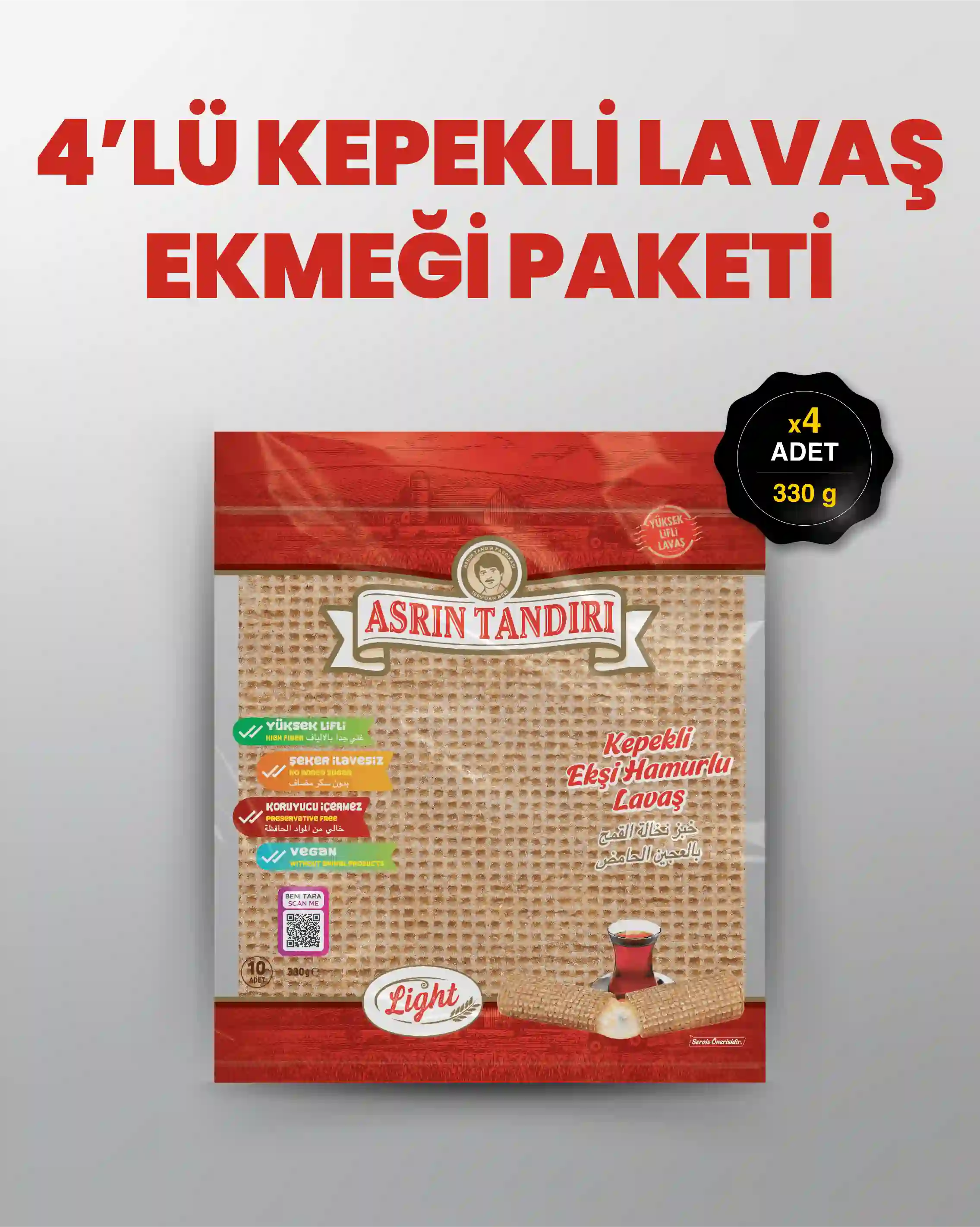 4'LÜ PAKET LAVAŞ SETİ ( 4 Paket Paket Ekşi Hamurlu Kepekli Lavaş Tandır Ekmeği)