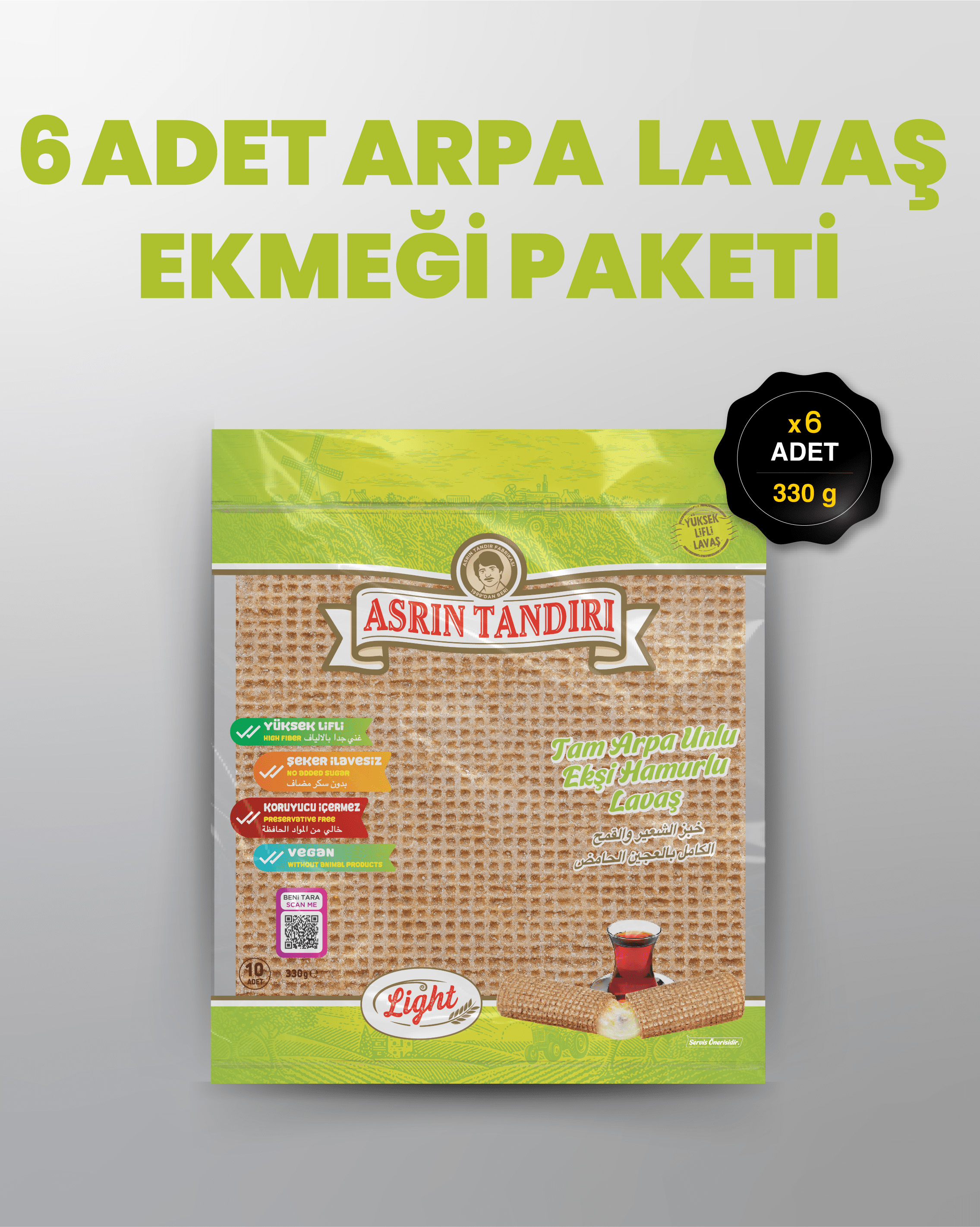6'LI PAKET LAVAŞ SETİ  (6 PAKET EKŞİ HAMURLU ARPA LAVAŞ EKMEĞİ)