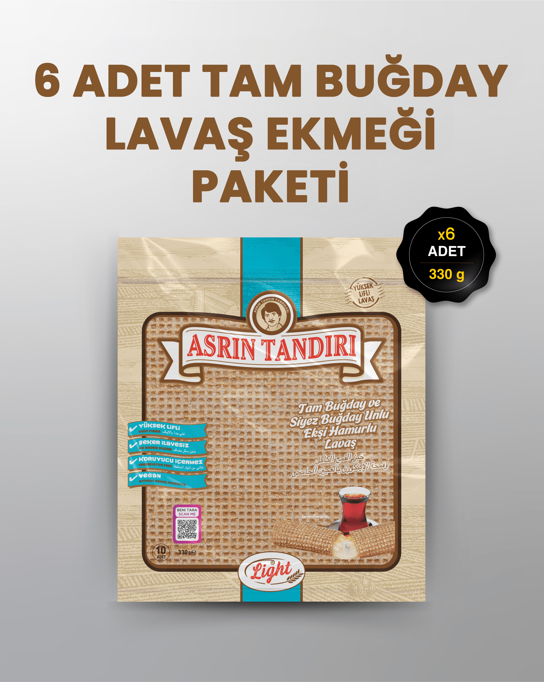 6'LI PAKET LAVAŞ SETİ (6 PAKET EKŞİ HAMURLU TAM BUĞDAY VE SİYEZ LAVAŞ EKMEĞİ)