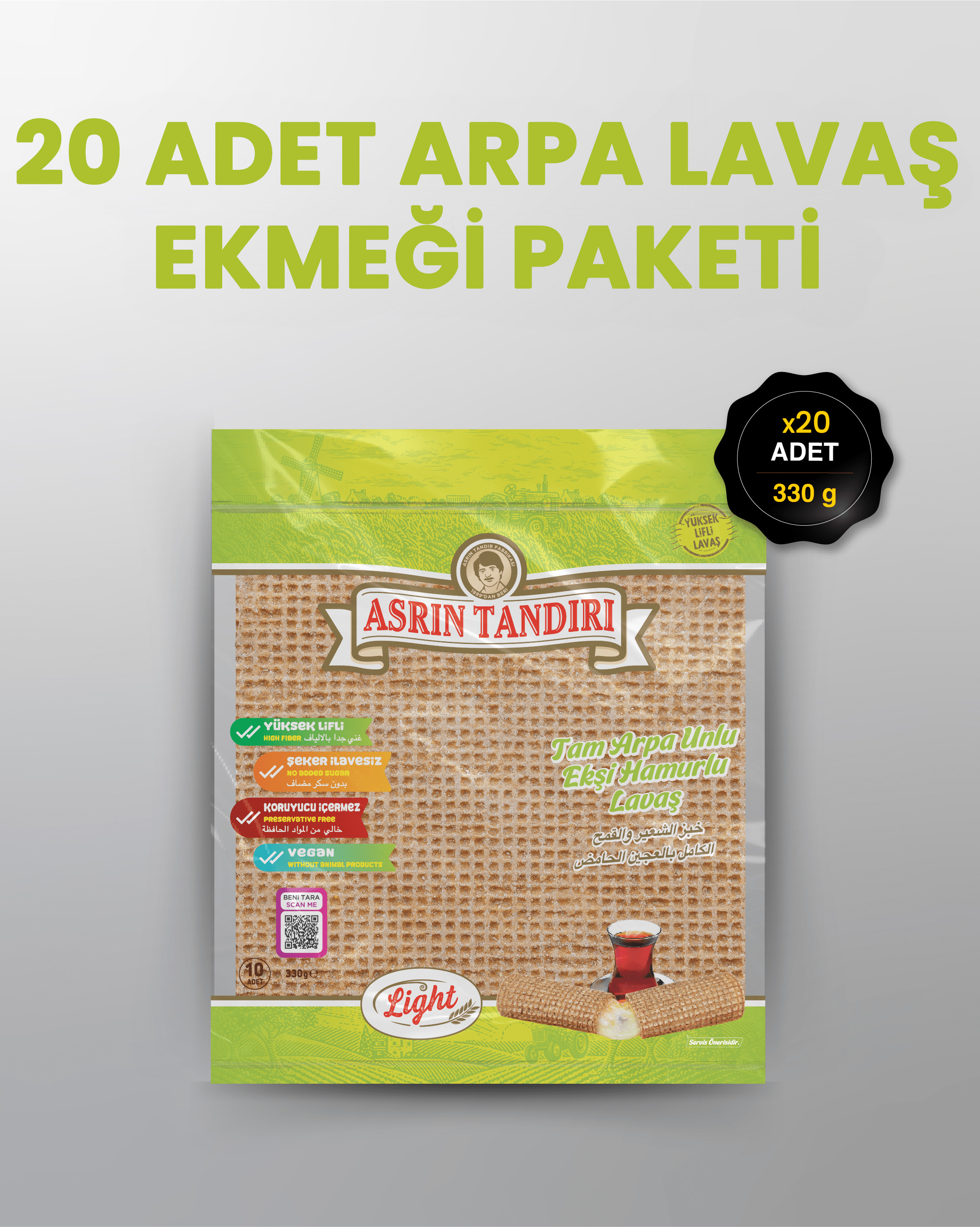 20'Lİ PAKET LAVAŞ SETİ (20 PAKET EKŞİ HAMURLU ARPA LAVAŞ EKMEĞİ)