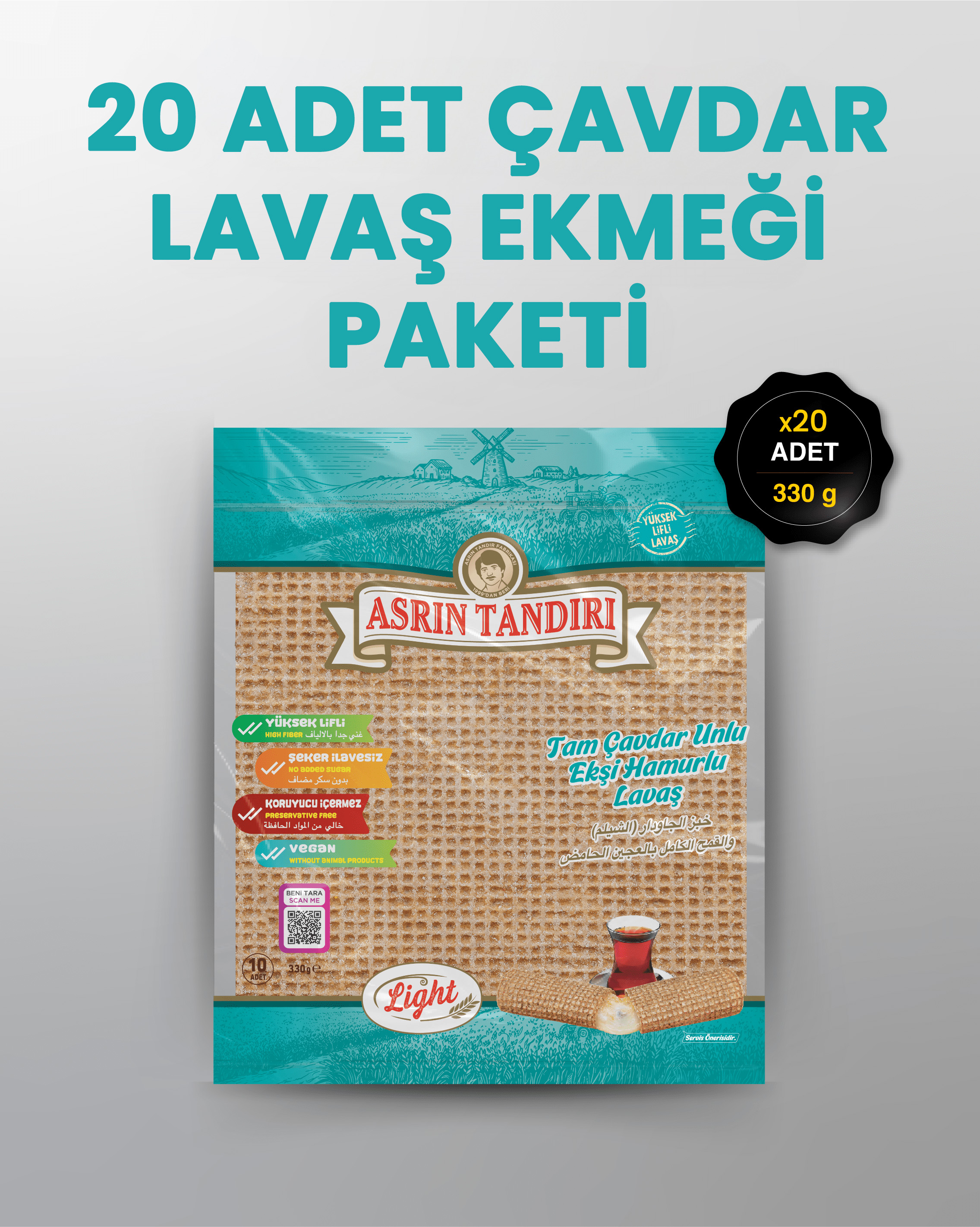 20'Lİ PAKET LAVAŞ SETİ (20 PAKET EKŞİ HAMURLU ÇAVDAR LAVAŞ EKMEĞİ)