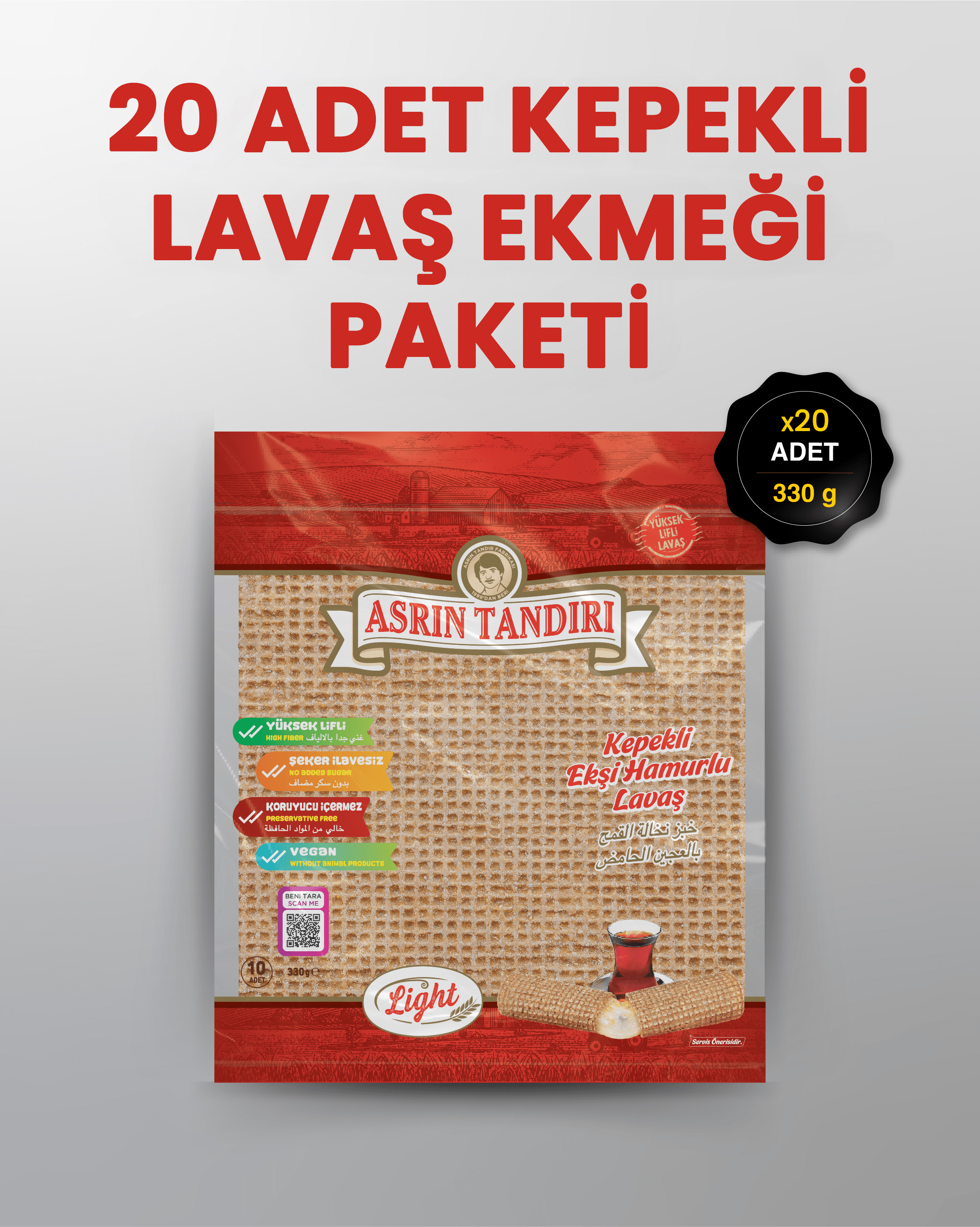 20'Lİ PAKET LAVAŞ SETİ (20 PAKET EKŞİ HAMURLU KEPEKLİ LAVAŞ EKMEĞİ)