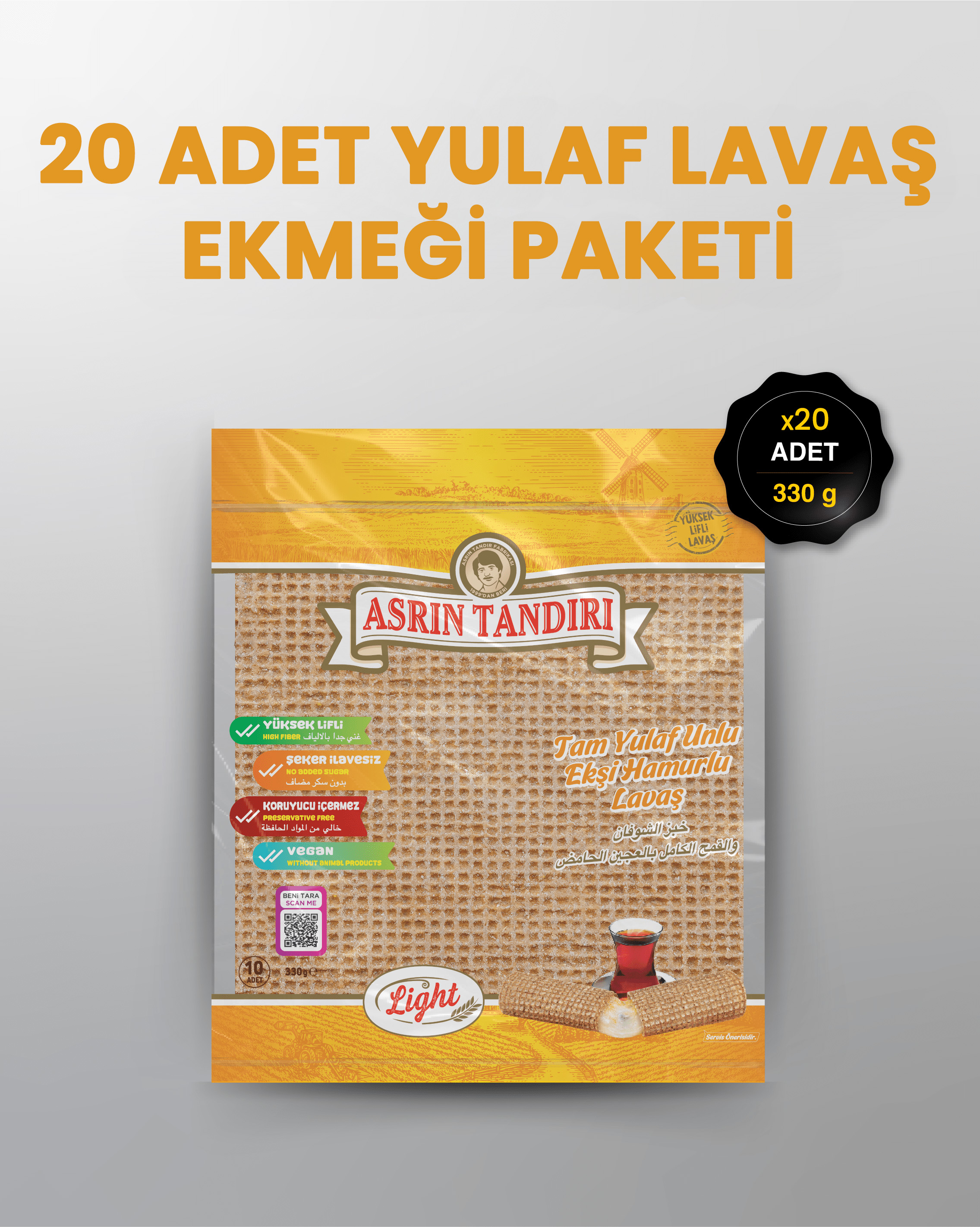 20'Lİ PAKET LAVAŞ SETİ (20 PAKET EKŞİ HAMURLU YULAF LAVAŞ EKMEĞİ)